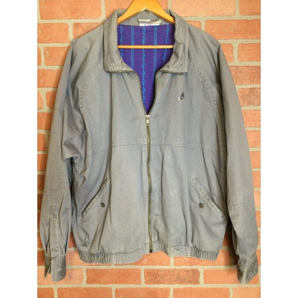 Vintage Nike Mens Jacket Gray Size XL Mid Weight Chore Zip Front Grandpa